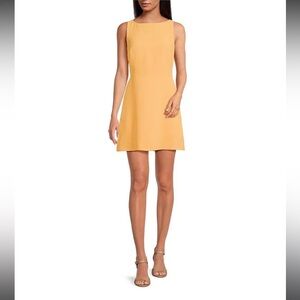 Charlotte Crepe Boat Neck Sleeveless A-Line Dress in Apricot